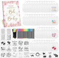 SytuHe 95 Pcs DIY Baby Bibs Decorating Kit50 White Bibs 24 Stencils 20 Fabric Markers 1 Baby Shower Game Sign by SytuHete
