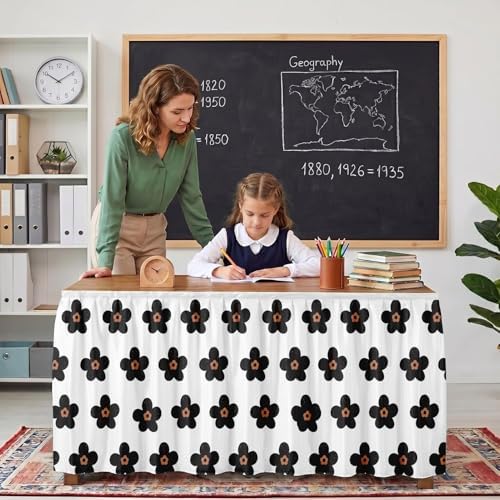 Sanwarm Table Skirt, 29" x 108", for Rectangular & Round Desk Daisy Floral - Image 3