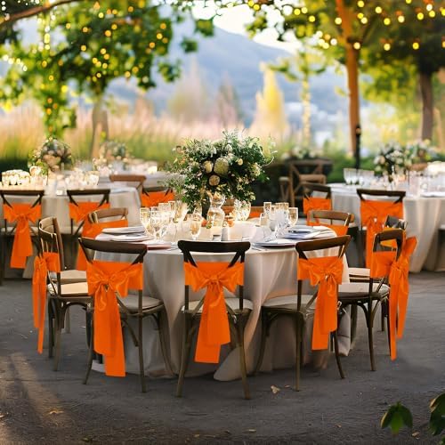 Orange Satin Chair Sashes Bows, 6 x 108 inch, 50 Pcs - Image 2