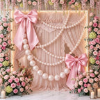 Kajaia 2 Giant Bows with 4 Pearl Garland Strands, 40 x 24 in, Pink, 2 Pcs - Image 6