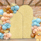 MODFUNS Gold Sequin Arch Cover Set of 2 Spandex Arch Cover 7.2&6ft Sparkly Wedding Arch Cover Fitted Wedding Arch Stand Covers Round Top Arch Covers Stretchy Backdrop for Birthday Party Reception - Image 5