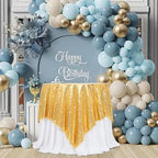 Poise3EHome Gold Sequin Tablecloth 90×90 Inch Square Sequin Fabric Table Cover Overlay for Baby Shower Birthday Party Wedding Christmas Holiday Cake Table Decoration - Image 2