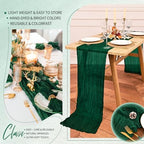 30 Pack Cheesecloth Table Runner 10FT Emerald Green Table Runner Boho Gauze Cheese Cloth Table Runners Long Rustic Sheer Table Decorations for Wedding Party Baby Bridal Shower Birthday Holiday Home - Image 5