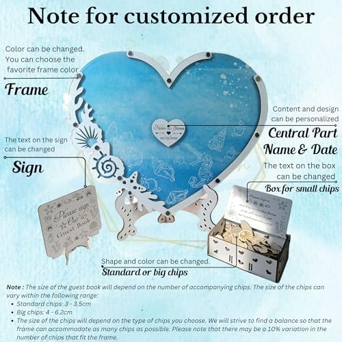 Personalized Beach Wedding Guest Book Alternative, Seashell Heart Drop Box - Image 6