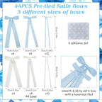 2PCS Blue Bows Arch Backdrop Covers Kit (6FT+5FT), Blue White Photography Background Stand Covers with 44 Satin Bows for Bridal Baby Shower Birthday Party 3D Bowknot Photo Booth Decor - Image 7