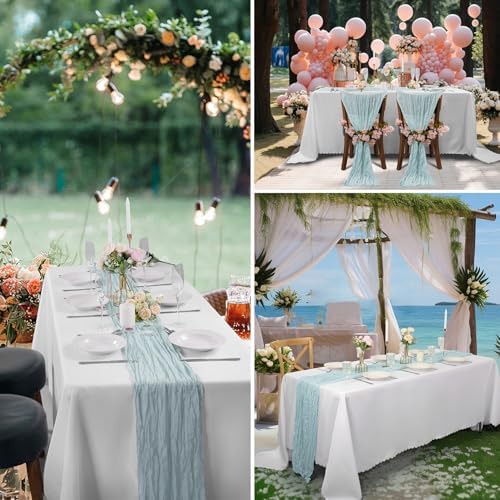 30 Pack Light Blue Cheesecloth Table Runner 9FT Rustic Sheer Table Runners 17x108 Inch Gauze Boho Runner for Wedding Bridal Baby Shower Birthday Party Table Decorations - Image 7