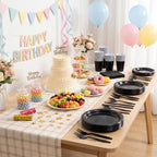 WELLIFE 210Pcs Black Plastic Plates,Black Disposable Plates for Party - Image 4