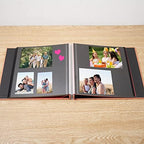 Large Photo Album Self Adhesive for 4x6 8x10 Magnetic Scrapbook Album DIY 60 Black Sticky Pages Linen Cover Photo Album(Orange) - Image 3