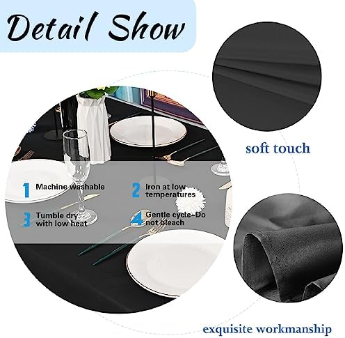 FINDYOU 6 Pack Black Table Cloth Rectangle Table 60 x 126 Inch Tablecloths for 6 Foot Rectangle Tables. Stain and Winkle Resistant Polyester Washable Table Cloths for Parties Wedding Dining - Image 4