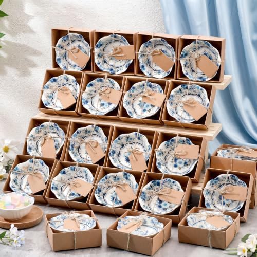 SiliFine 24 Pcs Wedding Favors for Guests Small Ceramic Bowls, Rose, Blue by SiliFine