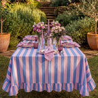Tudomro Striped Tablecloth, Rectangle, Peony, Slate Blue, 84'' X 60'' - Image 4
