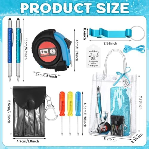 Leinuosen 6 Sets Baby Shower Game Prizes for Men with Cleaning Cloth Bottle Opener Screwdriver Tape Measuring Keychain Multi Tool Pen Gift Bag Baby Shower Prizes for Winner Birthday Bachelor Party - Image 2