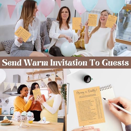 WOODAMORE Funny Baby Shower Games Gender Neutral - Baby Shower Bingo Game For Girl Boy, Trivia Word Scramble Games For Baby Shower Decorations (Pack of 3) - Image 3