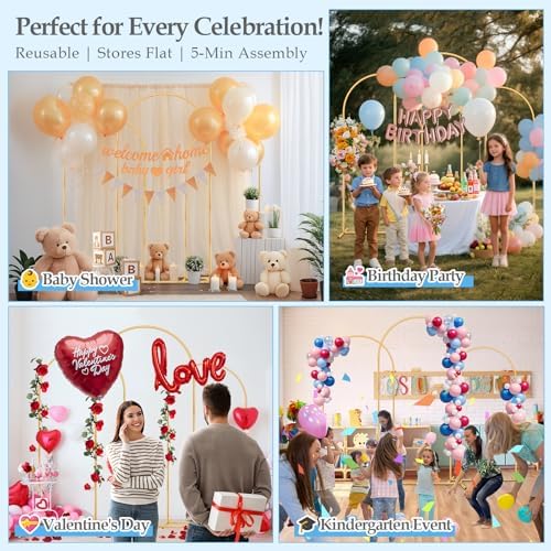 DEVISEFUN 7.2FT, 6.6FT, 6FT Arch Backdrop Stand with Base Set of 3 - Image 5