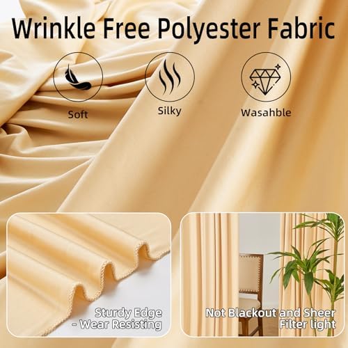 10ft x 10ft Wrinkle Free Champagne Backdrop Curtains for Parties Weddings, Thick Silky Polyester Fabric Photo Backdrop Drapes, 2 Panels 5X 10 ft Background Cloth for Birthday Baby Shower Photography - Image 3