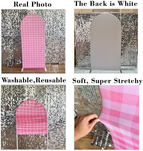 Farm Themed Arched Backdrop CoversRed Plaid Arched Stretchy Background for Birthday Parties Baby Shower Decoration Double-Sided Arch Props GX-246-4x7ft - Image 4