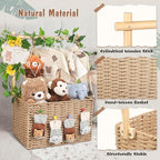 Wisreach Wooden Woven Baby Shower Crate – Foldable Storage Basket with Handles, Handwoven Gift Box for Baby Shower & Newborn Essentials, Welcome Gift for Baby Shower, Newborn Boys Girls - Image 3