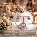 Audio GuestBook Wedding Phone - Vintage Retro Telephone Voicemail Recorder, 8GB Digital Voice Message Keepsake for Reception, Bridal Shower & Party Events(Pink) - Image 2