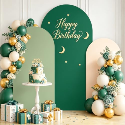 Green Wedding Arch Cover Set of 3 Arch Backdrop Covers 6FT 5FT 4FT Spandex Cover for Arched Backdrop Balloon Arches Stand Covers Stretchy Backdrops Fabric for Baby Shower Birthday Party Wall Decor - Image 3