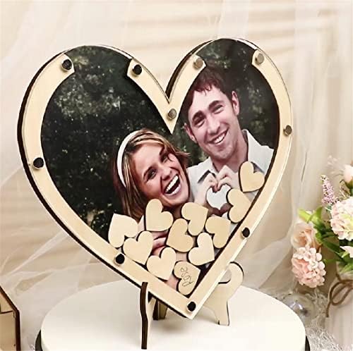 Personalized Photo Heart Guest Book Alternative for Wedding Reception Wooden Drop Top Box Picture Frame Wedding Guest Sign in Wooden Card Box for Rustic Wedding Decor Baby Shower - Image 4