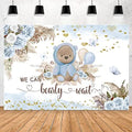 We Can Bearly Wait Backdrop for Boy's Boho Baby Shower Party Decorations 10x8ft Blue Floral Bohemian Pampas Grass Lovely Bear Baby Shower Decorations Banner Photography Background by OFILA