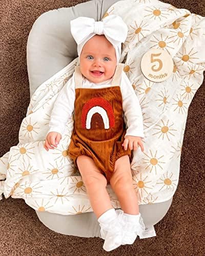 Miaoberry 100% Organic Cotton Baby Muslin Swaddle Blanket Set| Golden Boho Sunrays| Gender Neutral for Boys Girls|Yellow Mustard Orange Sun Rays| Hospital Newborn Receiving Blanket - Image 2