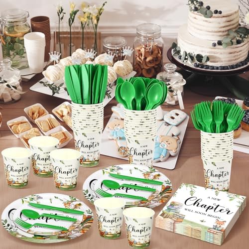 Dandat 350 Pcs Baby Shower Set, Storybook, Green - Image 6