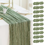 Sioloc 10 Pack Sage Green Cheesecloth Table Runner 120'' x 35'',Spring Easter Decor Soft Gauze Boho Wedding Table Decor for 10ft Table Birthday Party,Baby Shower, Bridal Shower, Home & Event Decor by HEALTHYCOMFORTLIFE