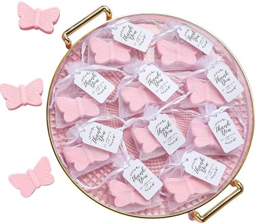 30 Piece Butterfly Soap Set for Baby Shower Party Favors, Christening Favors for Guests, Wedding, Bridal Shower Favors,Baby Girls Gender Reveal Party Favors. (Pink) by JusFavors
