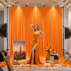 10x10FT Backdrop Curtains with Rod Pockets - Wrinkle Free Photo Stage Backdrop 2 Panels Curtains Drapes for Photography Wedding Party Baby Shower Decorations (Orange) - Image 6