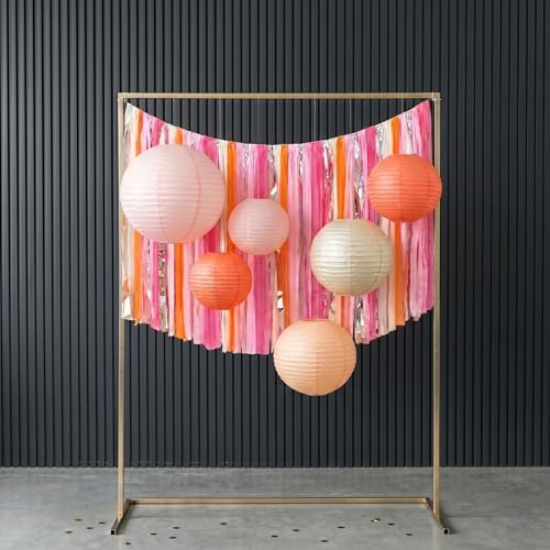PapaKit 5ft Extra Large Sunset Sorbet Streamer Fringe Backdrop | Ready to Hang | String-Hanging Damage-Free Photo Booth Background for Summer Party, Bridal Shower, Birthday - Image 5