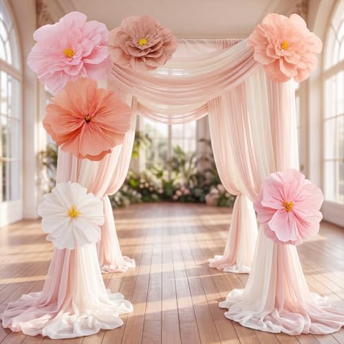 6 Pcs Pink Giant Paper Flower 28'' 24'' Large Tissue Paper Flower for Wall Pink Floral Decorations Large Hanging Tissue Pom Poms for Wall Wedding Bridal Baby Shower Tea Party Nursery - Image 3