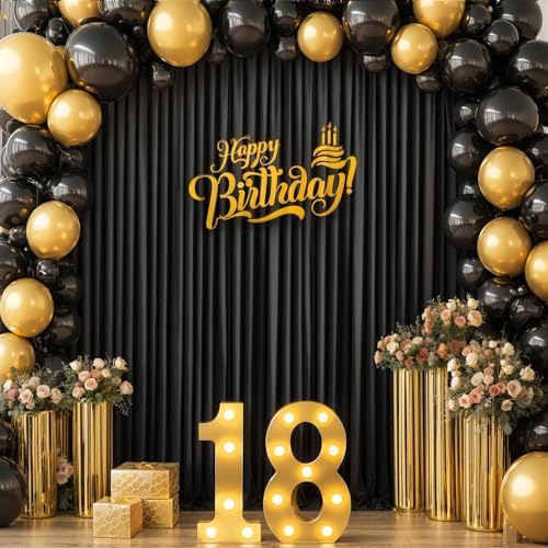 10 Panels Black Backdrop Curtain for Parties Black Wrinkle Free 50ft x 10ft Backdrop Drapes for Birthday Party Wedding Photo Photography Polyester Fabric Background Decoration - Image 5