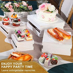 Sieral 4 Pcs Wood Cupcake Stand Dessert Risers for Party,Vintage White - Image 5