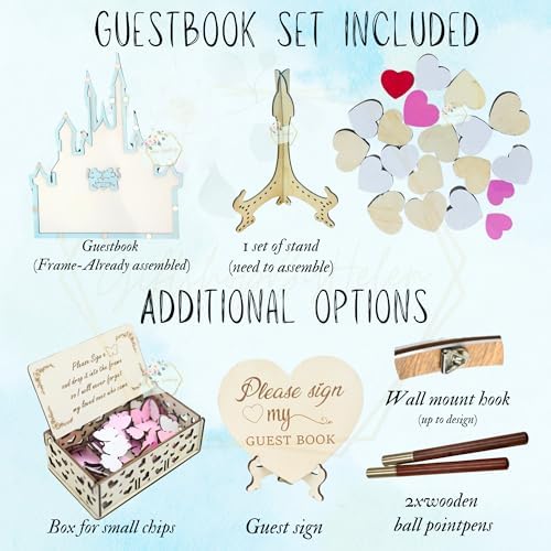 Guest Book Alternative Drop Box Frame with Wooden Hearts - Castle Wedding - Image 6