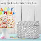 ELLDOO Crystal Wedding Card Box with Heart Lock, Money Card Box Treasure Chest Style Silver Gift for Wedding Receptions Centerpiece Decor Anniversary Keepsake Gift Display Csae, Medium - Image 6
