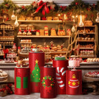 HunnmingRe Set of 5 Spandex Cylinder Stand Covers for Party Christmas Red Cylinder Covers Xmas Party Decorations Dessert Table Display for Christmas Birthday Baby Shower Backdrop - Image 5