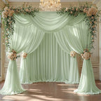 40ft x 10ft Sage Green Backdrop Curtains, Wrinkle-Free Sheer Chiffon Fabric Backdrop Drapes for Wedding Arch Party Ceremony Stage Photo Decoration - Image 3