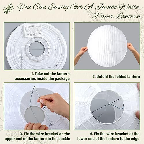 Woanger 4 Pack 24 Inch Large White Paper Lanterns for Christmas Party Decor - Image 5