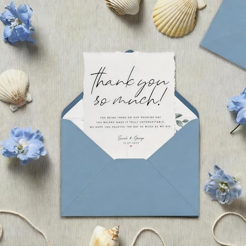 50Pcs 5x7 Inch Invitation Envelopes Set,150GSM Dusty Blue V-Flap Greeting Card Envelopes, Gift Card Sleeves for Mailing Wedding Baby Shower Birthday (Pack of 2) - Image 5