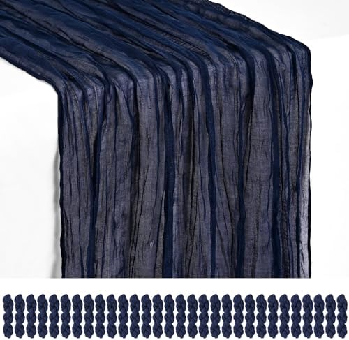 30 Pack Navy Blue Cheesecloth Table Runner 17x108 Inches Boho Home Decor by Showgeous