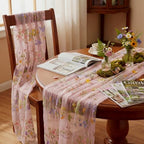 Pink Floral Table Runner 10ft Embroidery Tulle Spring Wildflower Gauze Table Runner Seasonal Summer Butterfly Kitchen Dining Decoration for Wedding Baby Shower Birthday Party (6 Pcs) - Image 6