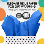 Party Solids Dark Blue Tissue Paper for Gift Bags 15" X 20" 480 Sheets - Image 4
