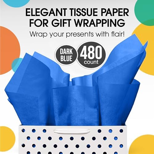 Party Solids Dark Blue Tissue Paper for Gift Bags 15" X 20" 480 Sheets - Image 4