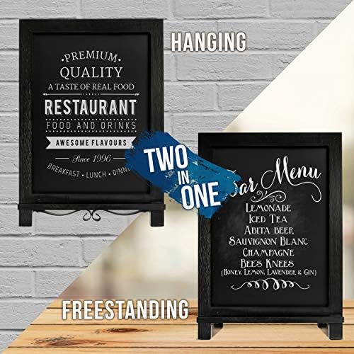HBCY Creations Rustic Black Wooden Tabletop Chalkboard with Legs/Vintage Wedding Table Sign/Small Kitchen Countertop Memo Board/Antique Wooden Frame (12" x 17", 4- Black) - Image 4