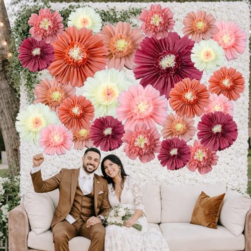 Giegxin 20 Pcs Pink Paper Flowers for Wall Boho Wedding Tissue Decorations - Image 4
