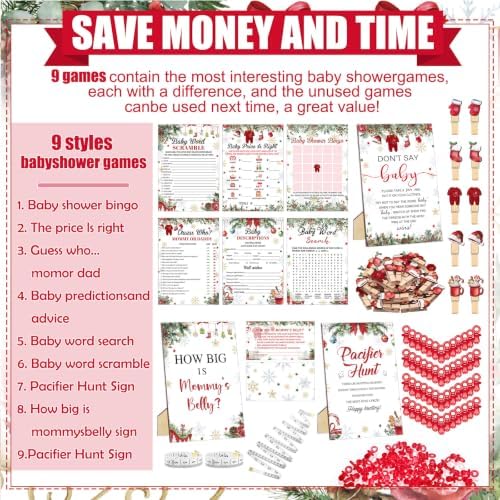 Sherr 476 Pcs Christmas Santa Baby Shower Games, 8 Sets Games Activities - Image 4