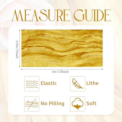 Wokceer Cheesecloth Table Runner Gold 10FT Boho Gauze Runner, 12 Pack - Image 2