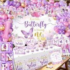 Butterfly First Birthday Decorations for Girl All-in-1 Butterfly Party Set - Image 3