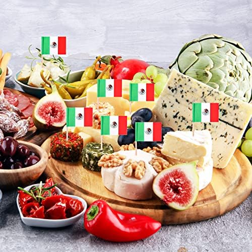 Meanplan 2000 Pcs Mexico Toothpick Flags, Mexican Flag Toothpicks, Cupcake Mexico Toppers, Mini Stick Decorations Food Picks for National Day Party Birthday Cocktail Ice Cream Cake - Image 5